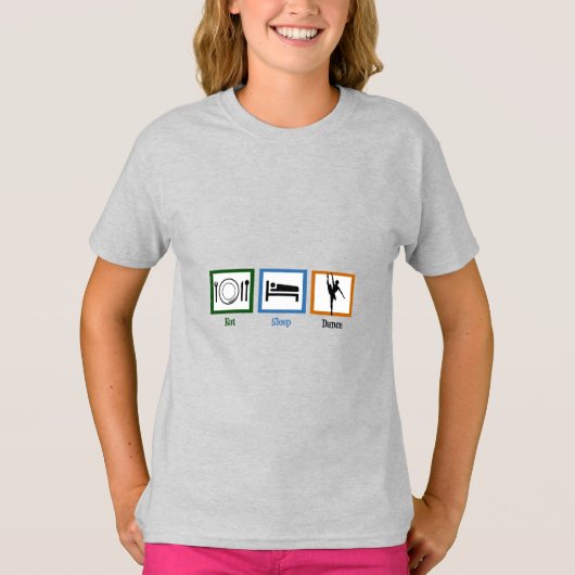 寝舞食べ舞バレエおもしろいダンサー女子 Tシャツ (正面)