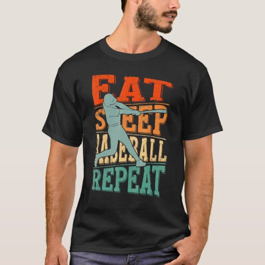 寝野球食べのリピート選手のピッチャーファン Tシャツ (正面)