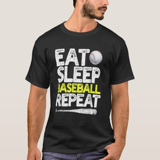 寝野球食べリピート捕手野球 Tシャツ (正面)