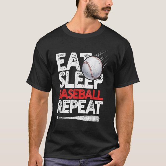 寝野球食べリピート捕手野球 Tシャツ (正面)