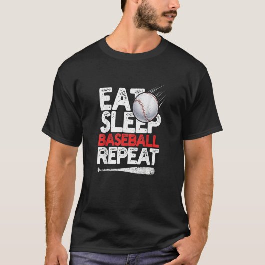 寝野球食べリピート捕手野球 Tシャツ (正面)