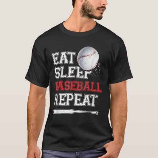 寝野球食べリピート捕手野球 Tシャツ (正面)