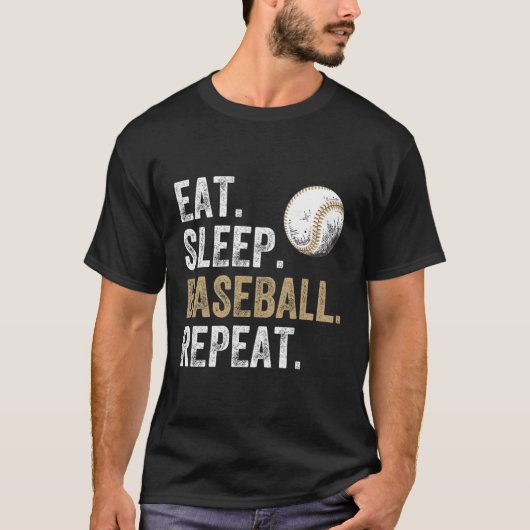 寝野球食べリピート野球及び選手ファン Tシャツ (正面)