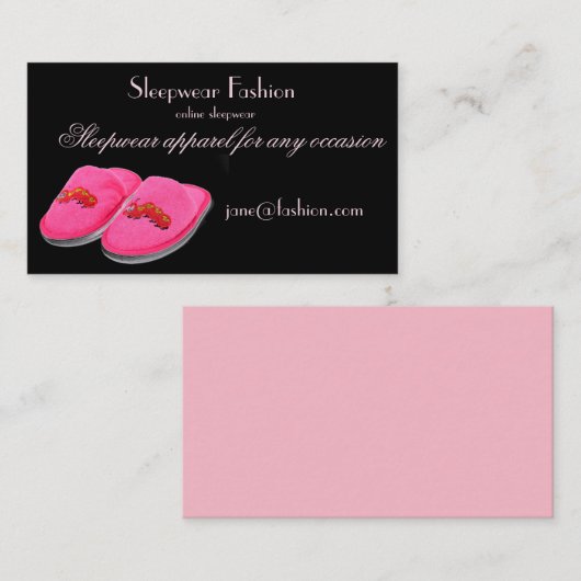 寝間着の服装の洋品店 名刺 (正面/裏面)