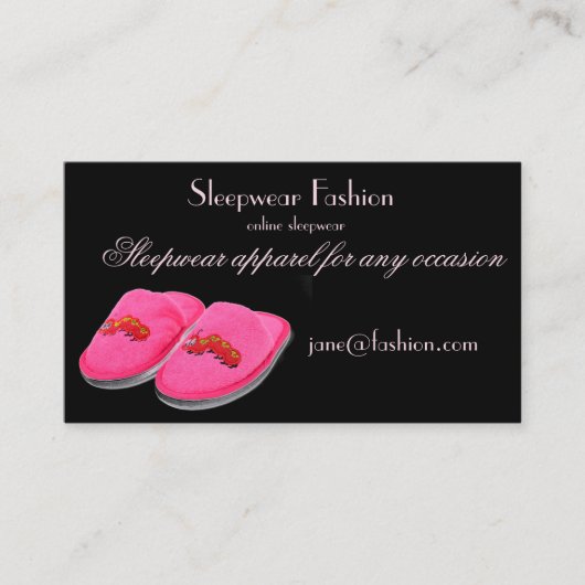 寝間着の服装の洋品店 名刺 (正面)