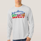 寝魚食べ繰り返しシャツ魚釣り釣り人ギフト Tシャツ (正面)