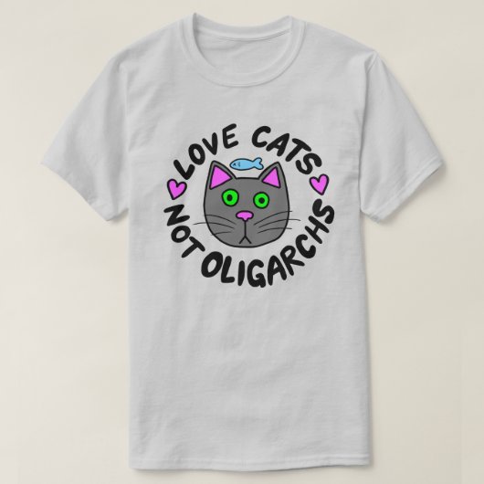 寡頭政治ではなく愛猫 Tシャツ (デザイン正面)