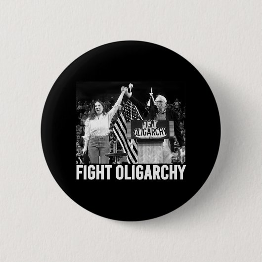 寡頭政治バーニー・サンダースとAoc Freedom Usと戦う 缶バッジ (正面)