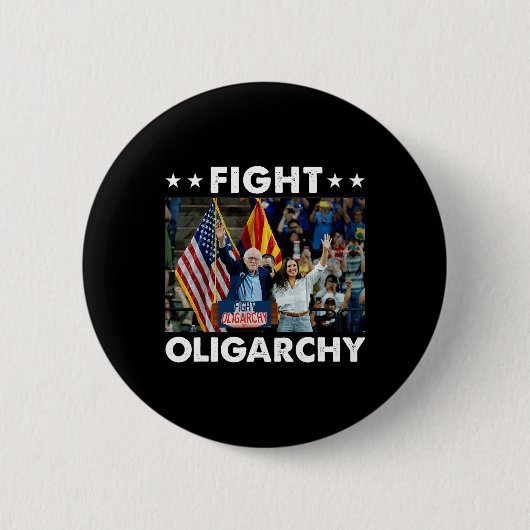 寡頭政治バーニー・サンダースとAoc Freedom Usと戦う 缶バッジ (正面)