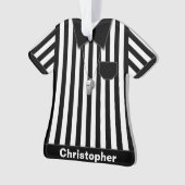 審判員の黒く及び白くストライプのな均一パーソナライズ オーナメント (正面)