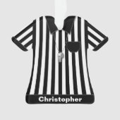 審判員の黒く及び白くストライプのな均一パーソナライズ オーナメント (正面)