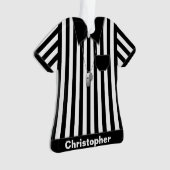 審判員の黒く及び白くストライプのな均一パーソナライズ オーナメント (正面)