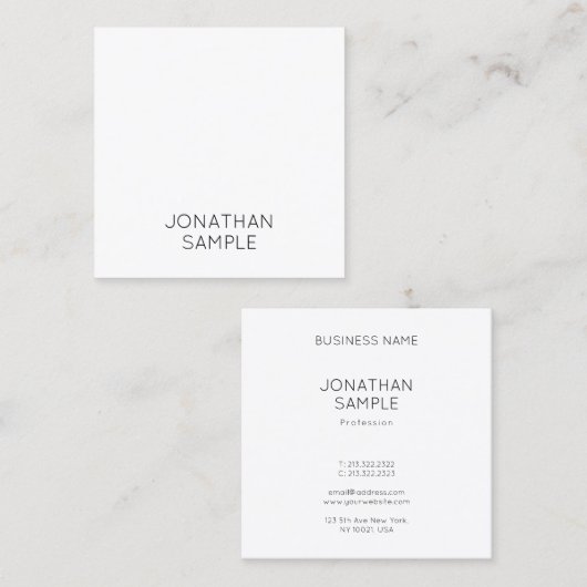 審美的でシンプルな正方形のデザインの贅沢でモダンな平野 スクエア名刺 (正面/裏面)