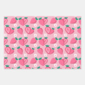 審美的なイチゴ果実食品ピンク ラッピングペーパーシート (正面3)