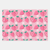 審美的なイチゴ果実食品ピンク ラッピングペーパーシート (正面2)