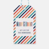 審美的なクリスマスレトロストライプのカラフル行 ギフトタグ (正面)