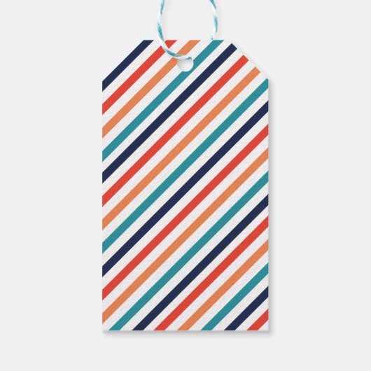 審美的なクリスマスレトロストライプのカラフル行 ギフトタグ (裏面)