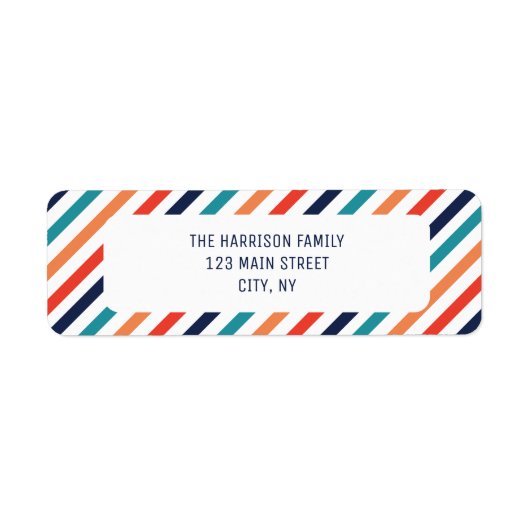 審美的なクリスマスレトロストライプのカラフル行 ラベル (正面)