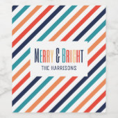 審美的なクリスマスレトロストライプのカラフル行 ワインラベル (シングルラベル)