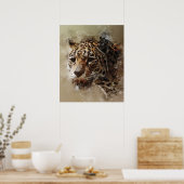 審美的なパンサー顔の水の色絵を描の ポスター (キッチン)