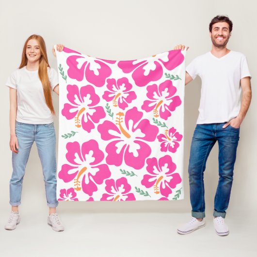 審美的なピンクのハイビスカス反復パターン フリースブランケット (インサイチュ)