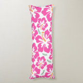 審美的なピンクのハイビスカス反復パターン ボディピロー (裏面 (縦))