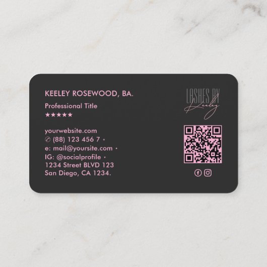 審美的なピンクの発疹のテクニシャンメイクアップスタイリスト 名刺 (裏面)