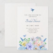 審美的なブルーのフローラ園 招待状 (正面/裏面)