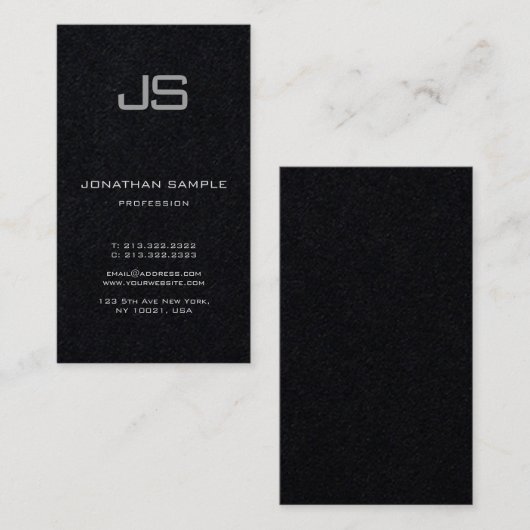 審美的なモノグラムの優れた黒くモダンな垂直 名刺 (正面/裏面)