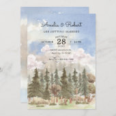 審美的な水の色の自然の横結婚景 招待状 (正面/裏面)