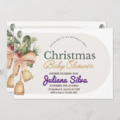 審美的な水の色クリスマスベビーシャワー 招待状 (正面/裏面)