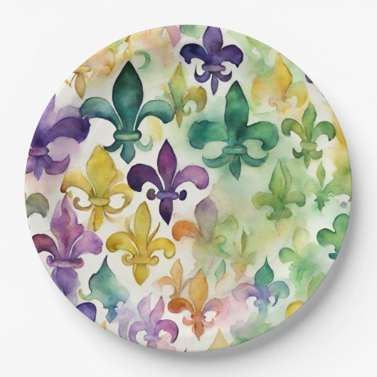 審美的な水の色マルディグラ ペーパープレート (正面)