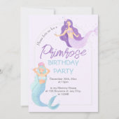 審美的な水の色絵を描誕生日マーメイドインブ 招待状 (正面)
