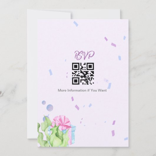 審美的な水の色絵を描誕生日マーメイドインブ 招待状 (裏面)