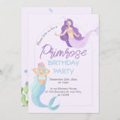 審美的な水の色絵を描誕生日マーメイドインブ 招待状 (正面/裏面)