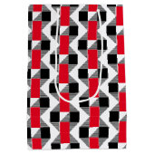 審美的な赤と黒のクラシック幾何学的 ミディアムペーパーバッグ (裏面)