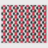 審美的な赤と黒のクラシック色の幾何学模様 ラッピングペーパー (フラット)