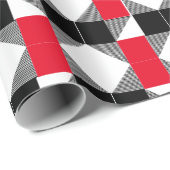 審美的な赤と黒のバッファロープレイドカラーブロック ラッピングペーパー (ロールコーナー)