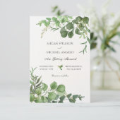 審美的な離れグリーンの結婚植物 招待状 (スタンド正面)
