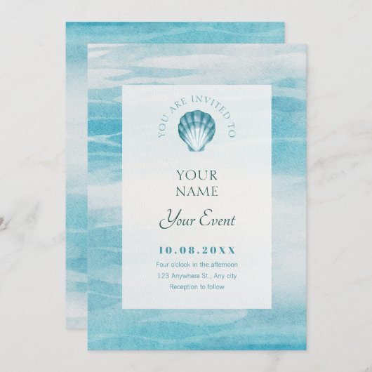 審美的な青い海 招待状 (正面/裏面)