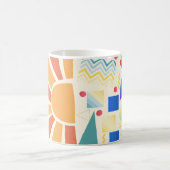 審美的な青の幾何学の赤いヴィンテージの夕日 コーヒーマグカップ (中央)