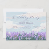 審美的な青空の花の春誕生日 招待状 (正面)