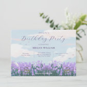 審美的な青空の花の春誕生日 招待状 (スタンド正面)