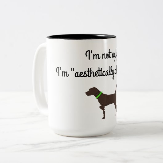 "審美的に挑戦された" Pudelpointerのコーヒー・マグ ツートーンマグカップ (正面左)