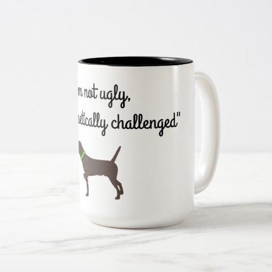 "審美的に挑戦された" Pudelpointerのコーヒー・マグ ツートーンマグカップ (正面右)