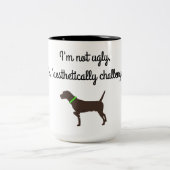 "審美的に挑戦された" Pudelpointerのコーヒー・マグ ツートーンマグカップ (中央)