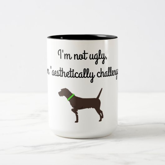 "審美的に挑戦された" Pudelpointerのコーヒー・マグ ツートーンマグカップ (中央)