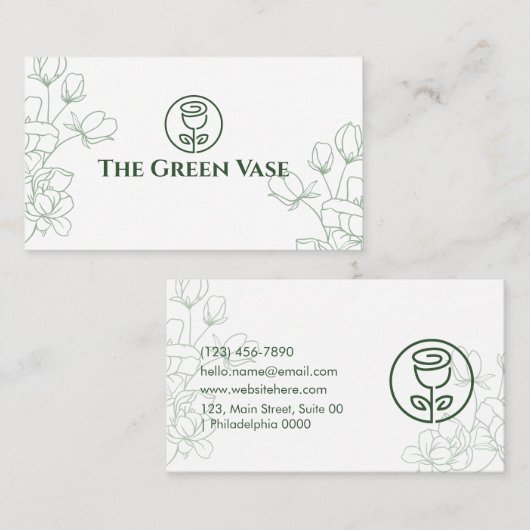 審美的に新鮮なモダン自然スタイリッシュグリーンクリーン 名刺 (正面/裏面)