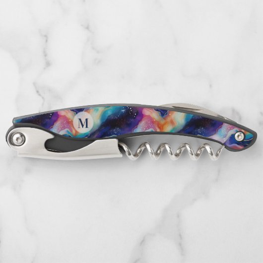 審美的カラフルアガートグリッターテクスモノグラム ソムリエナイフ (正面)