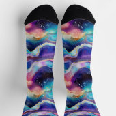 審美的カラフルモダンレインボー瑪瑙グリッター ソックス (上部)